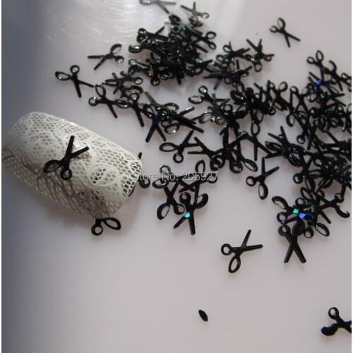 GD1-3 20g/bag Cute Laser Black Scissor Nail Art Shinny Glitter Cute Decoration Nail Art Decoration