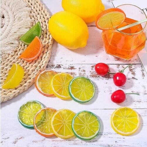 Hot 42 Pieces Artificial Lemon Slices Lemon Blocks Wedge Simulation Lemon Slice Lifelike Fruit Model for Home Decorations