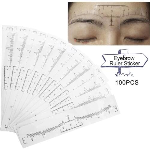 100Pcs Disposable Eyebrow Stencil Makeup Microblading Measure Tattoo Ruler Beauty Tool Eye Brow Stencil Eyebrow Line Profesional