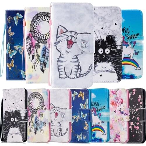 Cute Animal Patterned Flip PU Leather Wallet Case Cover on sfor Samsung S20 A51 A71 A10S A20S Note 10 Pro 8 9 Cards Holder Coque