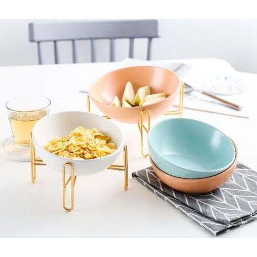 Cat Ceramic Food Bowl With Metal Bracket Stand Water Puppy Dog Pet Supplies Wash Basin Drinking Feeder Wholesale