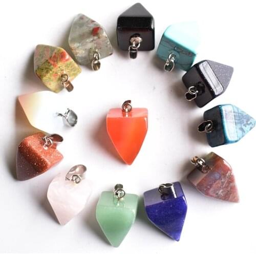 Fashion high quality natural stone Mixed pyramid pendants charms for jewelry making 24pcs/lot Wholesale free shipping