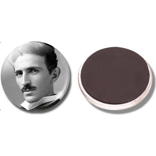 Nikola Tesla 30 MM Fridge Magnet Science Geek Quantum Physics Glass Dome Magnetic Refrigerator Stickers Note Holder Home Decor
