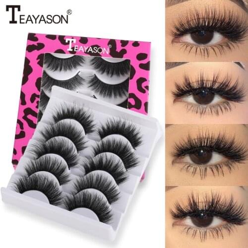 TEAYASON 5 Pairs Of 3D Mink False Eyelashes Hair Soft Thick Natural Long Eye Lashes Makeup Extension Silk Eyelashes Tools TSLM2