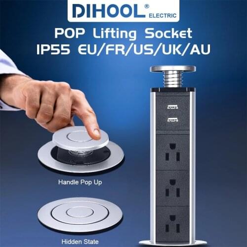 NEW 2/3/4/5 power Plug Hidden Kitchen Table Pop Up EU AU US UK FR PLUG USB charge Electrical Power Desktop Sockets