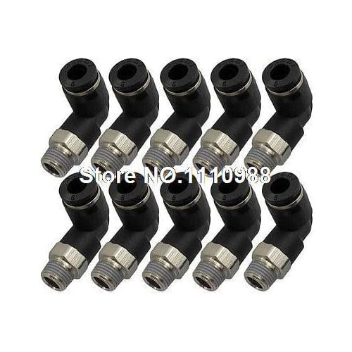 10 x Pneumatic 6mm to 1/8" PT Male Thread 90 Degree Elbow Pipe Quick Fittings