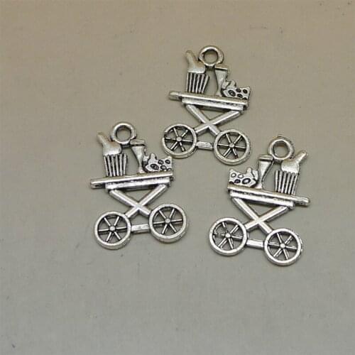 RONGQING 100pcs/lot Antique Silver Dining Table Charms 22x16mm Handmade DIY Jewelry Findings