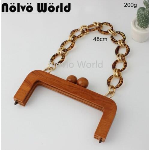 1-4-10 pieces 20X9cm Purse Bag Shoulder Strap Chain Kiss Wood Beads Frame,Women Bag Wood Frame Bag Handle Wood Handle Frames