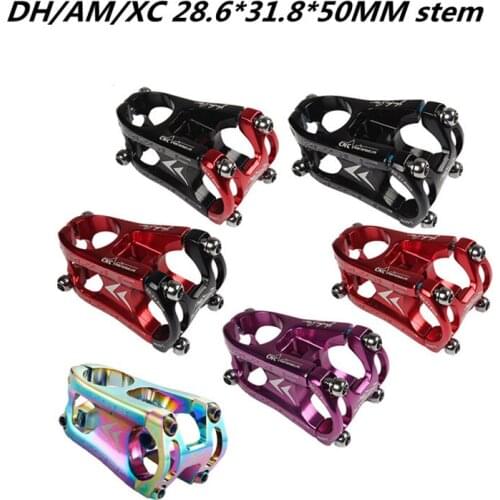 Mountain bike stem DH / AM / XC 28.6 * 31.8 * 50MM stem lightweight hollow cross-country racing downhill short stem for 31.8 bar