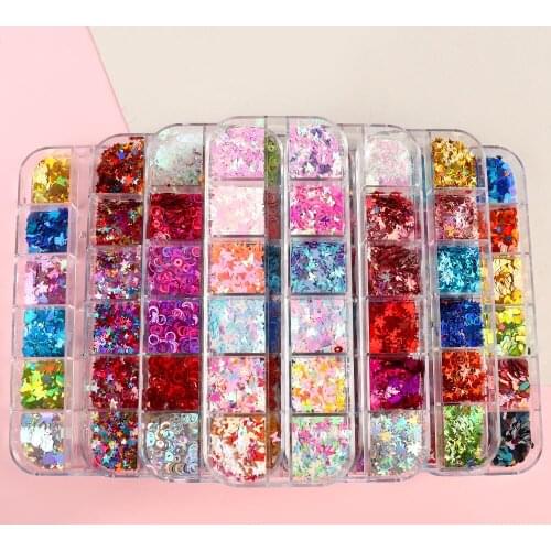 Mirror Glitter Sequins 3D Sticker For Nail Art Decoration Butterfly Love Nails Design For Fake Nails Manicure Accessories Tools