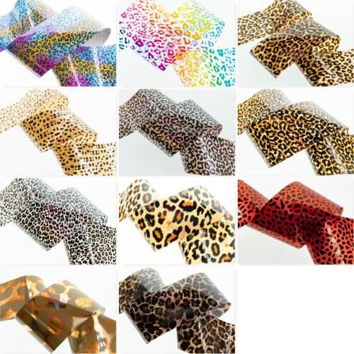 1 Roll 4CM*100M Sexy Leopard Print Transfer Paper Film Foil Wrap Nail Art Manicure Starry Sky Decals DIY Design Decorations