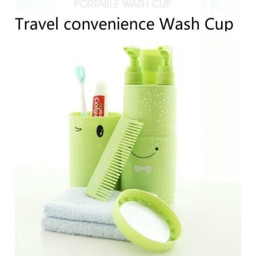 250ml Portable Toothbrush Storage Box Case 5pcs Washing Bottle Washing Set Travel Cup Set Toothpaste Towel Bathroom Accessories