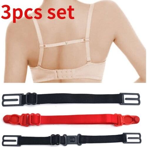 3pcs Women Anti Slip Bra Strap Double-shoulder Back Hasp Holders Buckle Belt All Match Invisible Elastic Straps Bra Extender
