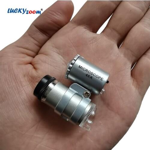 45X Monocle Magnifying Glass With LED Lights Portable Mini Backlit Magnifier Loupe For Jewelers Printing Pocket Microscope Lupa