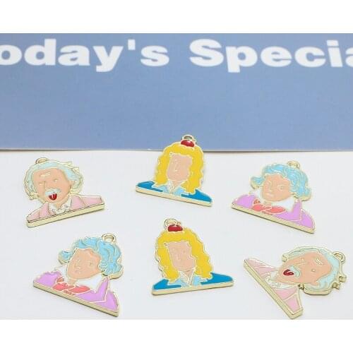 6pcs Color cartoon Statement Drop Earrings for Women version of the character great man pendant diy jewelry accessories