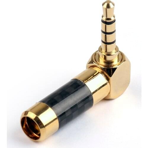 Areyourshop Audio Connector Gold Plated 3.5mm Stereo 4Pole Plug Jack Audio Right Angle Adapter Carbo
