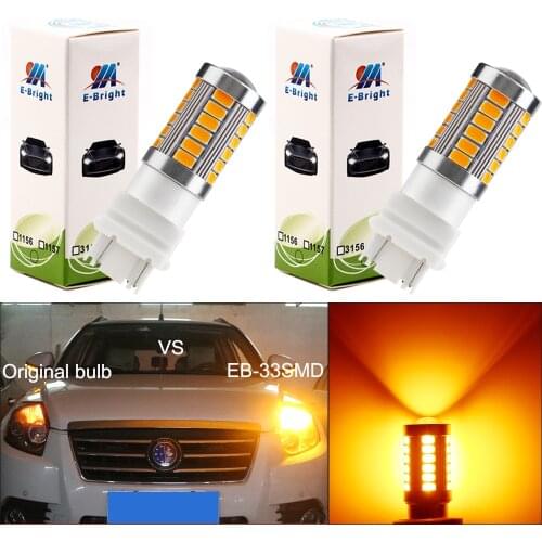 YM E-Bright 2 PCS T20 7443 7444NA W21/5W 5730 33 SMD 12V 24V DC Brake Stop Lights Car Led Bulbs Auto White Blue Red Amber