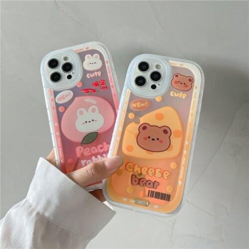 Luxury Laser Glitter Phone Case for IPhone 12 11 Pro Max XR XS Max 7 8 Plus X Cute Cartoon Bear Rabbit Soft Tpu Back Cover Shell