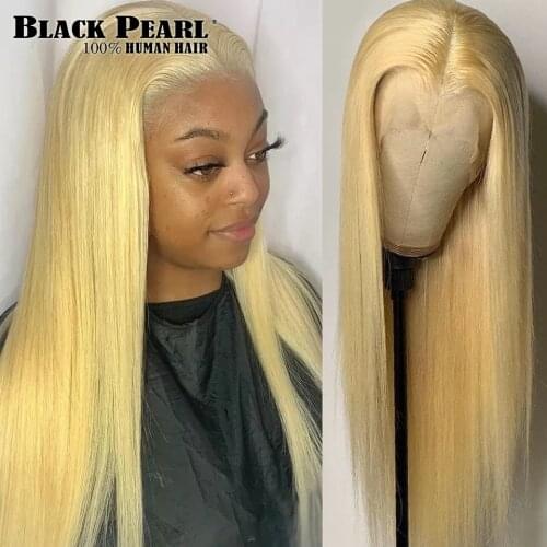 Black Pearl 150% Density 613 Honey Blonde 13x6 Lace Front Wig Pre Plucked With Baby Hair India Remy Straight Human Hair Wigs