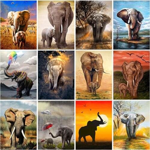 DIY 5D Diamond Painting Elephant Cross Stitch Kits Full Square Drill Embroidery Diamond Mosaic Animals Wall Art Home Decoration