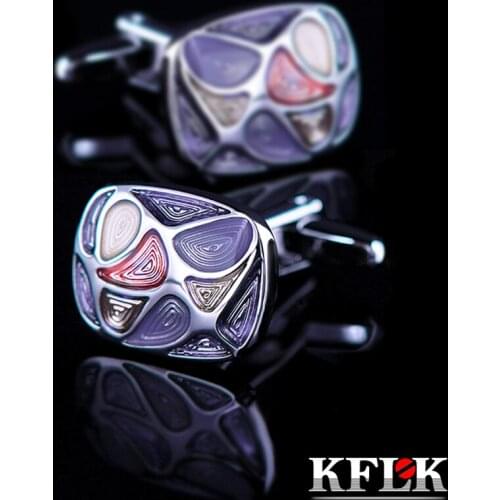 KFLK Luxury shirt cufflinks for mens Brand cuff buttons fashion cuff links High Quality cheap Purple gemelos abotoaduras Jewelry