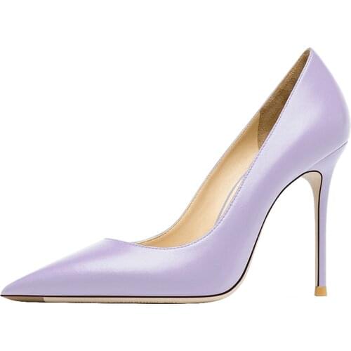 Violet Women Autumn Shoes Young Ladies High Heeled Pumps Thin Heel Stilettos Women Mett-finish Pumps Casual Spring Sheos Party