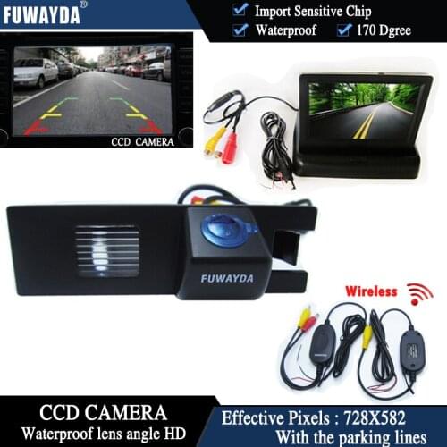 FUWAYDA Wireless Color CCD Car Rear View Camera for OPEL Astra H/CorsaD/Meriva A/Vectra C/Zafira B,FIAT+4.3Inch foldable Monitor