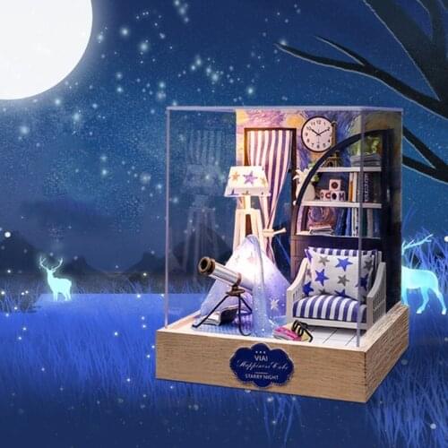 HX5D DIY Miniature Dollhouse Kit Wooden Mini Doll House Accessories with Furniture for Kids Teens Adults Gift