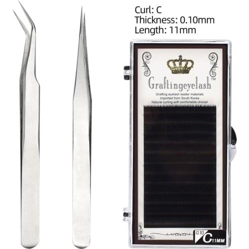 11mm False Eyelashes Extension Individual Curl With Tweezers 0.1mm Thickness For Professionals soft natural EyeLash Extension