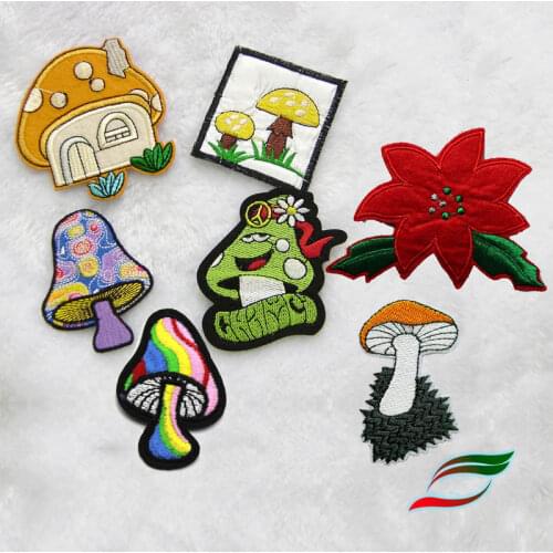 Adhesive cloth stickers embroidery mushroom red flower childrens clothing accessories childrens clothes patch hole B308