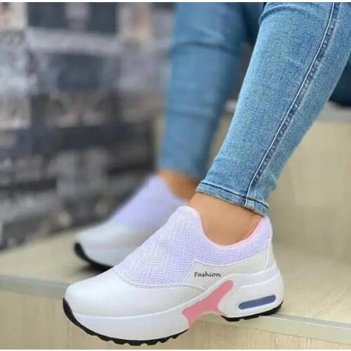 Zapatillas Mujer 2021 Fashion Mesh Wedge Sneakers Breathable Casual Sports Shoes Womens Flat Platform Loafers Zapatos Mujer