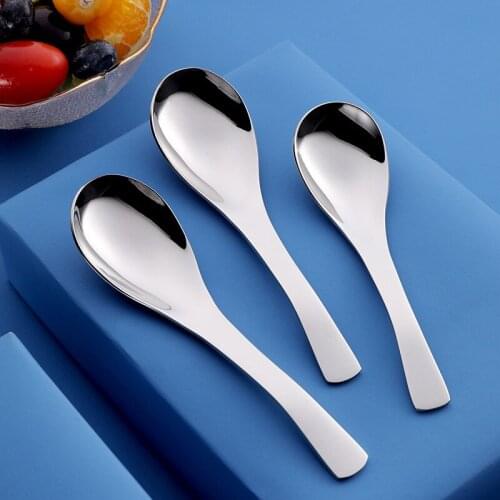Simple 304 Stainless Steel Soup Spoon Tableware Silver Color Thick Round Head Spoon Home Hotel Restaurant Kitchen Accessories