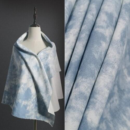 Fashion Clothing Printing Designer Fabric Pure Cotton Denim Handmade Diy Thick Tie-dye Gradient Fabric Dress Sewing Jacquard