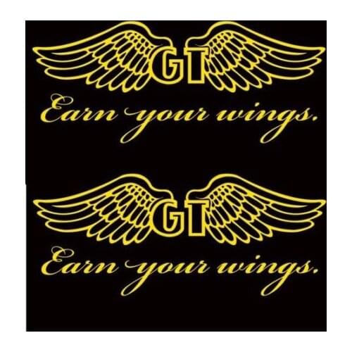 For 2Pcs GT Bike Logo Wings (2) Stickers Decals Fury Force Ruckus MTB DH Downhill Fox Car Styling