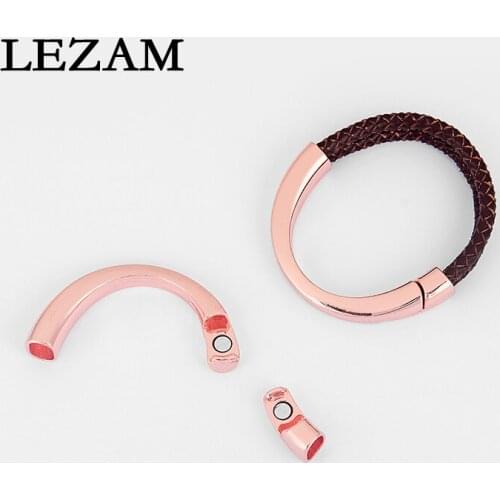 3sets Charms Rose Gold Half Cuff Magnetic Clasp For 10*6mm Licorice Leather Cord Bracelet Bangle Jewelry Making Findings