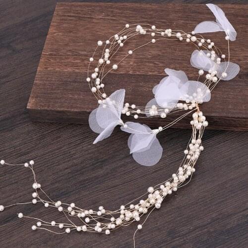Beautiful Crystal Pearl Headband Flower tiara Wedding Hair Accessories Bridal Headpiece Hair Vine Prom Dinner Dress Hair Jewelry