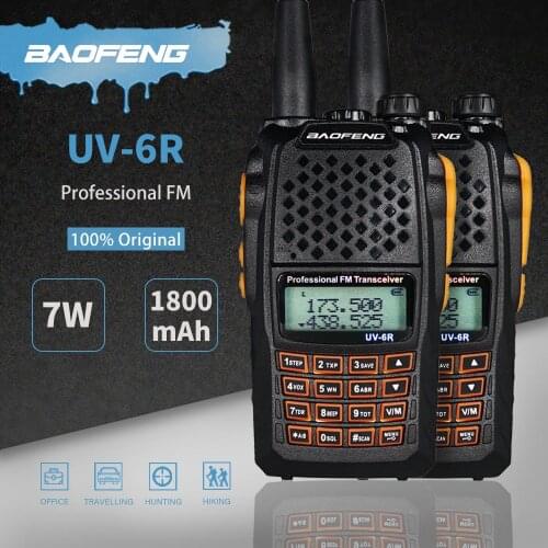 2pcs Baofeng UV-6R Walkie Talkie 7W Dual Band Two Way Radio UV 6R FM Transceiver VOX Hunting Ham CB Radio Upgrade UV-82 Transmit
