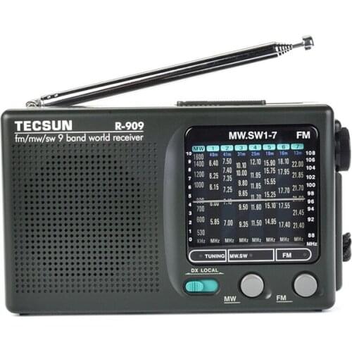 2021 Newly Tecsun R-909 R909 Radio FM / MW / SW 9 Band Word Receiver Portable Radio Tecsun R909 Stereo Radio Convenient Radio