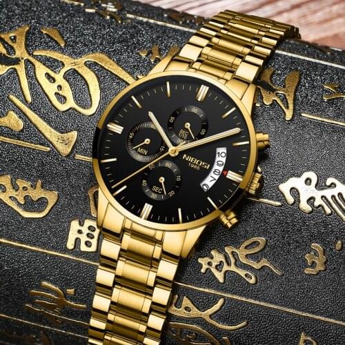 NIBOSI Relogio Masculino Mens Watches Top Brand Luxury Military Quartz Watch Men Sport Wristwatches Saat Metal Milanes Band