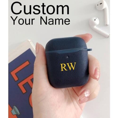 Luxury PU Leather Case Custom Name text Logo picture for AirPod case Personal design Soft Case Hot customized photo letter Cover