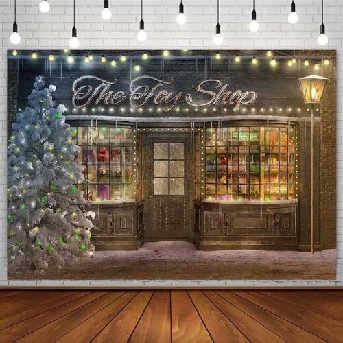 Christmas Backdrop White Snow Winter Tree Toy Shop Gift Store Light Kid Photography Background Photostudio Photozone Decor Props
