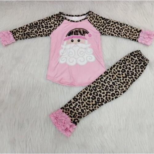 Leopard Santa Claus pink boutique outfit for girls