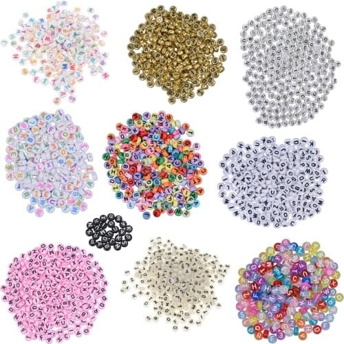 Mixed Round Flat Letter Acrylic Loose Spacer Random Alphabet Beads For Jewelry Making Diy Bracelet Necklace Handmade