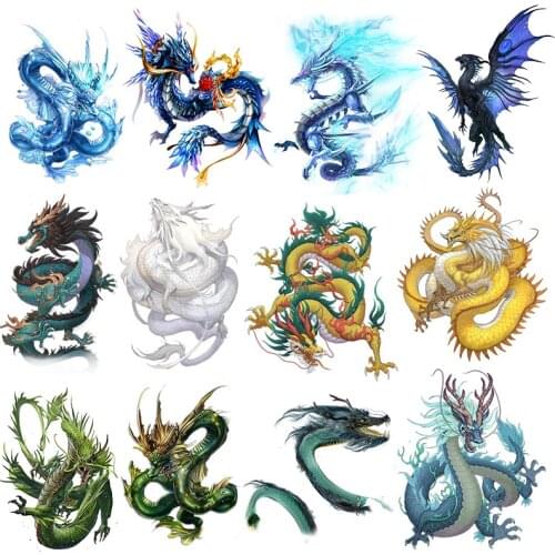 Punk Dragon Patches Thermal Stickers on Clothes Iron-on Transfers for Clothing Thermoadhesive Patch Diy Heat Applique for TShirt