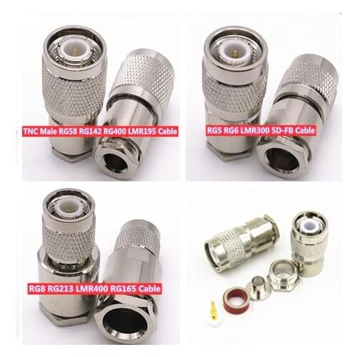 TNC Male Jack Clamp RG58 /RG6/RG8 Cable RF Connector Adapter