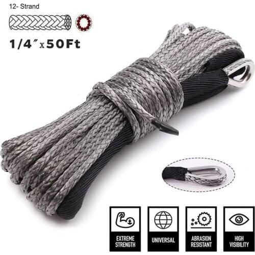 NEW 15m 7000 lbs Winch Rope String Line Cable With Sheath Synthetic Towing Rope Car Wash Maintenance String for ATV UTV Off-Road