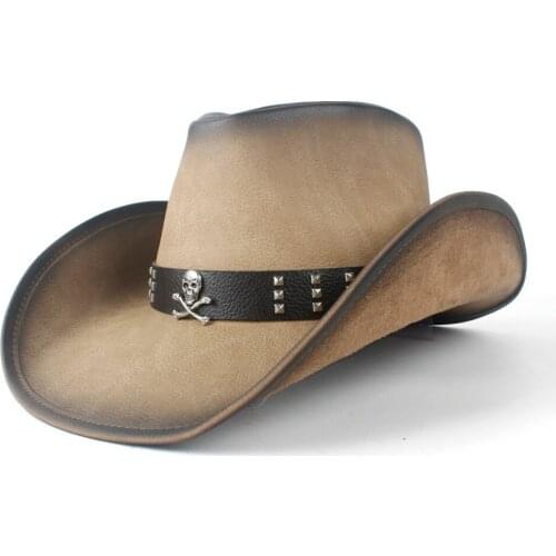 Winter New Vintage Retro Women Men Wide Brim Leather Cowboy Cowgirl Western Hat With Leather Band