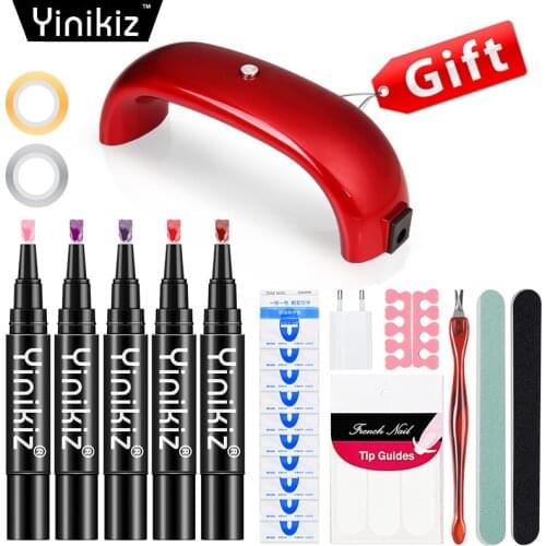 Yinikiz 3 In 1 Nail Art Manicure Gel One Step Pen UV LED Nail Lacquer Gel Polish Nails Tools Gift Of 9w Rainbow Nail Dryer