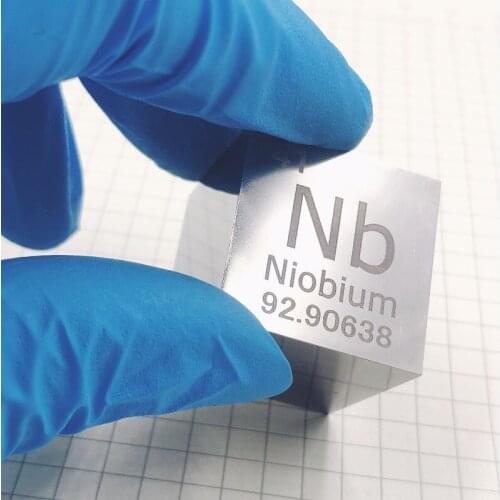 Mirror polished Niobium Nb Cube 1 inch Periodic Table Format High Purity 99.9