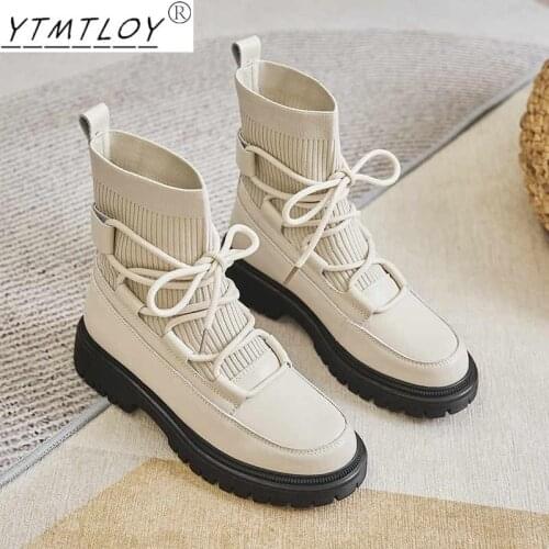 2021 Autumn And Winter New Socks Shoes Womens Thick-soled Casual Large Size Net Red Knitted Short Boots Women Botas De Mujer